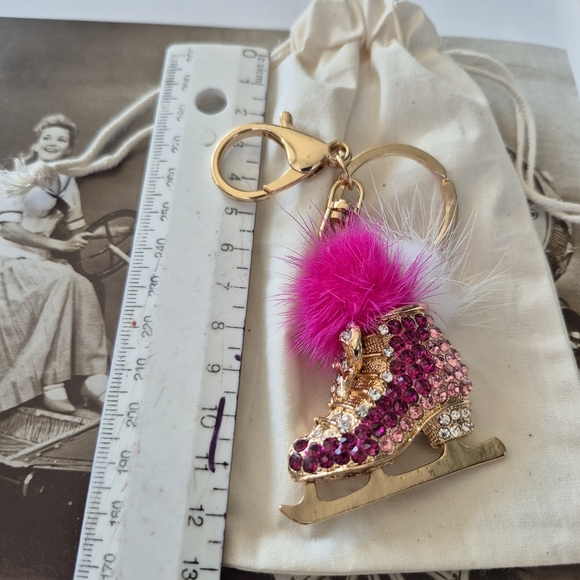 Pink and Gold Ice Skate Keychain - Picture 6 of 10